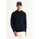 AC&Co / Altınyıldız Classics Men's Navy Blue-burgundy Standard Fit Normal Cut Half Turtleneck Wool Knitwear Sweater. Cene