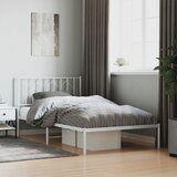  The Living Store Kovinski posteljni okvir z vzglavjem bel 107x203 cm - Posteljni Okvir, (21523322) Cene