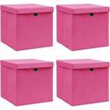  Kutije za pohranu s poklopcima 4 kom roze 32x32x32 cm tkanina | shoptok.hr