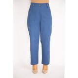 Şans Women's Indigo Front Pockets With Buttons, Double Legs Adjustable Height Gabardine Trousers | Shoptok.si