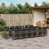 The Living Store Vrtna jedilna garnitura 17-delna z blazinami siv poli ratan - Vrtna Jedilna Garnitura, (21478895) | Shoptok.si