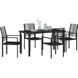 vidaXL 5-delni vrtni jedilni set Črna PVC ratan | Shoptok.si