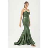 Lafaba Women's Green Stone Strap Long Evening Dress Cene