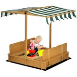 Outsunny Peskovnik 106x106 cm Otroški peskovnik z nastavljivo višino pokrova in klopmi, (5000248106) | Shoptok.si