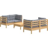  Vrtna sedežna garnitura 5-delna s sivimi blazinami borovina, (20973956) | Shoptok.si