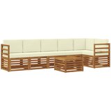  Sekcijska garnitura 7 pcs Prirodna i krem Čvrsto drvo akacije | shoptok.hr