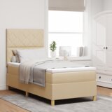 Box Postelja z vzmetnico z vzmetnico krema 90 x 200 cm blago, (5000128107) | Shoptok.si