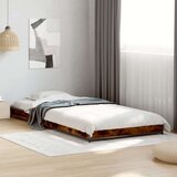 vidaXL Posteljni okvir dimljeni hrast 100x200 cm inž. les in kovina, (21128130) | Shoptok.si