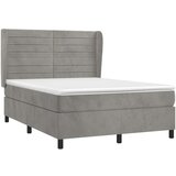  Box spring postelja z vzmetnico svetlo siva 140x200 cm žamet, (20789883) | Shoptok.si
