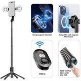 BLAVEC Selfie Stick Aluminium Fusion P07 Magsafe stativ + daljinski upravljalnik + 2 lučki 140 cm črn | Shoptok.si