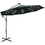 vidaXL Viseći Suncobran s LED Svjetlom 300 cm Zeleni Metalna Šipka | shoptok.hr
