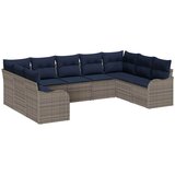 vidaXL Vrtna sedežna garnitura z blazino 9 pcs Siva Poly ratan, (5000063072) Cene