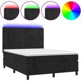 Krevet box spring s madracem LED crni 140x200 cm baršun | Eponuda.com