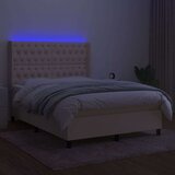  Box spring postelja z vzmetnico LED krem 140x200 cm blago, (20897302) | Shoptok.si