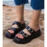 Gemre Black flip-flops with buckles on straps Wollis | Shoptok.si