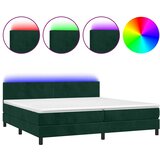 Krevet box spring s madracem LED tamnozeleni 200x200 cm baršun | Eponuda.ba