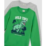 DEFACTO 2 piece Regular Fit Animal Crew Neck Sweatshirt