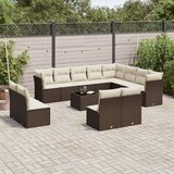 vidaXL 13-dijelni set vrtnih sofa s jastucima smeđi od poliratana | shoptok.hr
