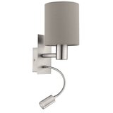 Eglo Pasteri zidna/2, e27, led 3,5w, nikl-mat, sivo-smeđa | shoptok.hr