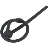 Penis Plug silikonski obroček z votlo uretralno palico (črn) | Shoptok.si