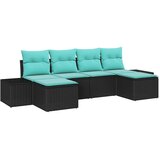 vidaXL Vrtna sedežna garnitura 6 pcs Črna in turkizna 184 x 62 x 85 cm, (5000020707) | Shoptok.si