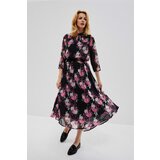 Marisse Printed Chiffon Dress L-Su-3705 Black | ePonuda.com