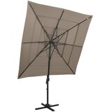  Vrtni suncobran s 4 razine i stupom 250 x 250 cm smeđesivi | shoptok.hr