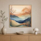 Wallxpert uramljena slika na platnu Cc-K-Ah-1003, apstraktni planinski pejzaž sa drvećem u pastelnim tonovima, 60 x 60 cm Cene