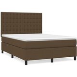 vidaXL Box spring postelja z vzmetnico temno rjava 140x200 cm blago, (20901441) Cene