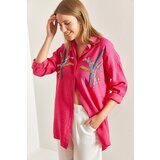 Bianco Lucci Women's Stamp Palette Embroidered Linen Ayrobin Shirt | Shoptok.si