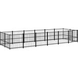  Zunanji pasji boks jeklo 11,26 m² - - črna - 73.75 - 582 x 193.5 x 100 cm - | Shoptok.si