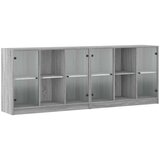  Regal za knjige s vratima siva boja hrasta 204x37x75 cm drveni | Eponuda.ba