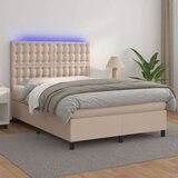  Box spring postelja z vzmetnico LED kapučino 140x200 cm, (20896206) Cene