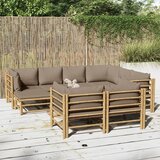 The Living Store Vrtna sedežna garnitura 10-delna s taupe blazinami bambus - Vrtna Sedežna Garnitura, (21466610) | Shoptok.si