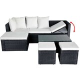 Poli 4-dijelna vrtna garnitura od poliratana s jastucima crna | shoptok.hr