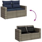  Vrtna garnitura - 6-dijelni set vrtnih sofa poliratan i bagrem s jastucima sivi - Siva sa spremištem 1 | shoptok.hr