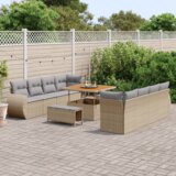  Set od 11 dijelova vrtne sofe s jastučićima bež poli rattan akacija | shoptok.hr