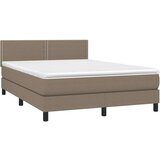  Box spring postelja z vzmetnico LED taupe 140x200 cm blago, (20790310) | Shoptok.si
