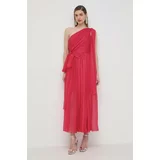 Luisa Spagnoli Svilena obleka PANNELLO roza barva, 540965