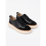 Sergio Leone Black leather sneakers on a beige platform by | ePonuda.com