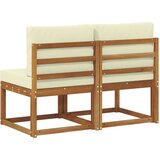  2 Komad Srednja sofa za van Čvrsto drvo akacije Prirodna - Prirodna boja i krem 2x srednja | shoptok.hr