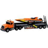  Tovornjak z navijajočo motorno čolnom, lučmi in zvoki, oranžna, set | Shoptok.si