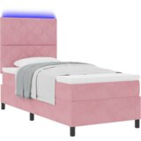 Boks Postelja z vzmetnico z vzmetnico Roza 90 x 190 cm Žamet, (5000126068) | Shoptok.si