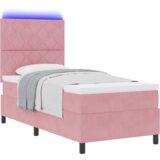 Boks proljeće krevet s madracem &amp LED ružičasti 90x190 cm baršun | shoptok.hr