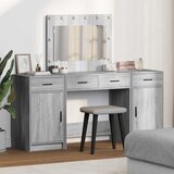vidaXL Toaletna mizica z zrcalnimi lučmi 3 pcs Siva Konstruiran les - - Siva - 59.4 - 78,5 x 41 x 135 cm - 2025- Cene