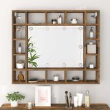 Ormarić s ogledalom LED boja dimljenog hrasta 91x15x76,5 cm | shoptok.hr