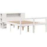 vidaXL Posteljni okvir brez vzmetnice bela 135x190 cm trdna borovina | Shoptok.si