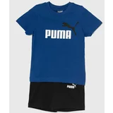 Puma Otroški bombažni komplet Minicats & Shorts Set mornarsko modra barva