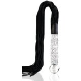 Icicles No. 38 - usnjeni bič, valovit steklen dildo (prosojno črn) | Shoptok.si