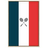  Slika - Black Badminton Rackets Against the Backdrop of the French Flag 60x90 U prirodnom drvenom okviru | shoptok.hr